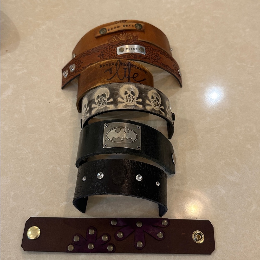 Lot of 7 leather cuff bracelets